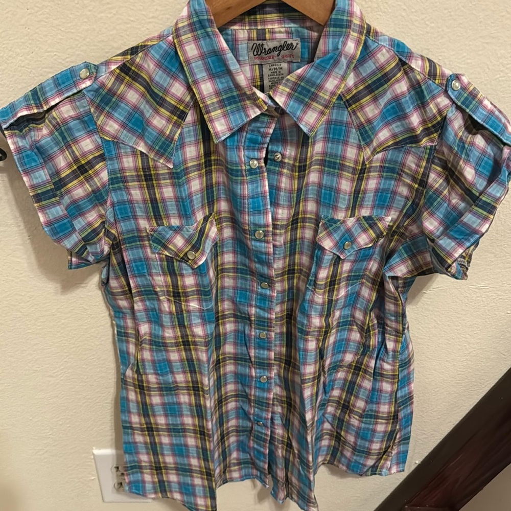 Wrangler Short Sleeve Snap Western Shirt Size M